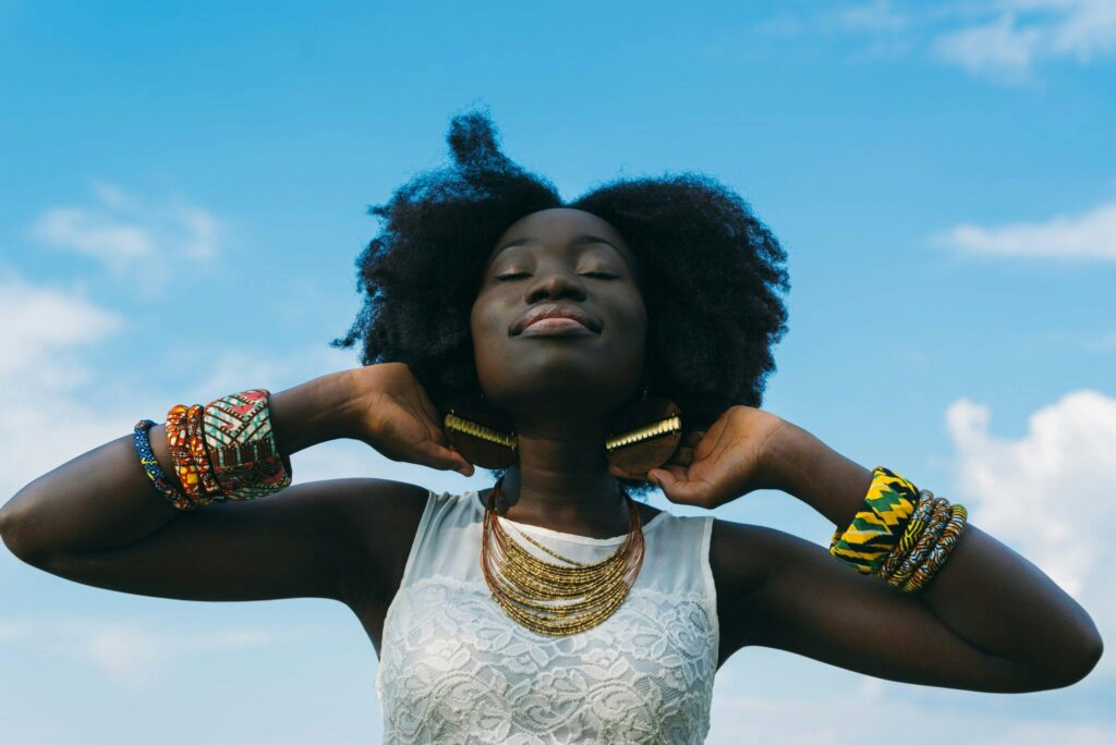 Image of a woman showing off her accessories