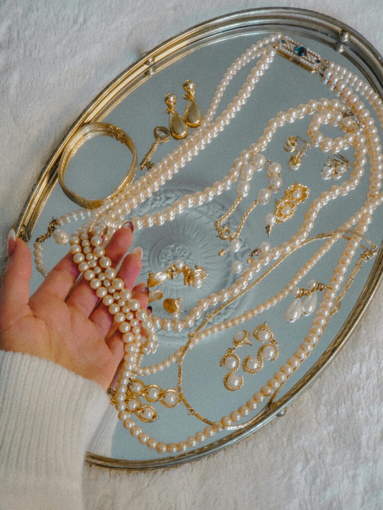 image of jewellery on a mirror in a stylish way