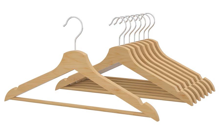 wooden hangers for closet organisation