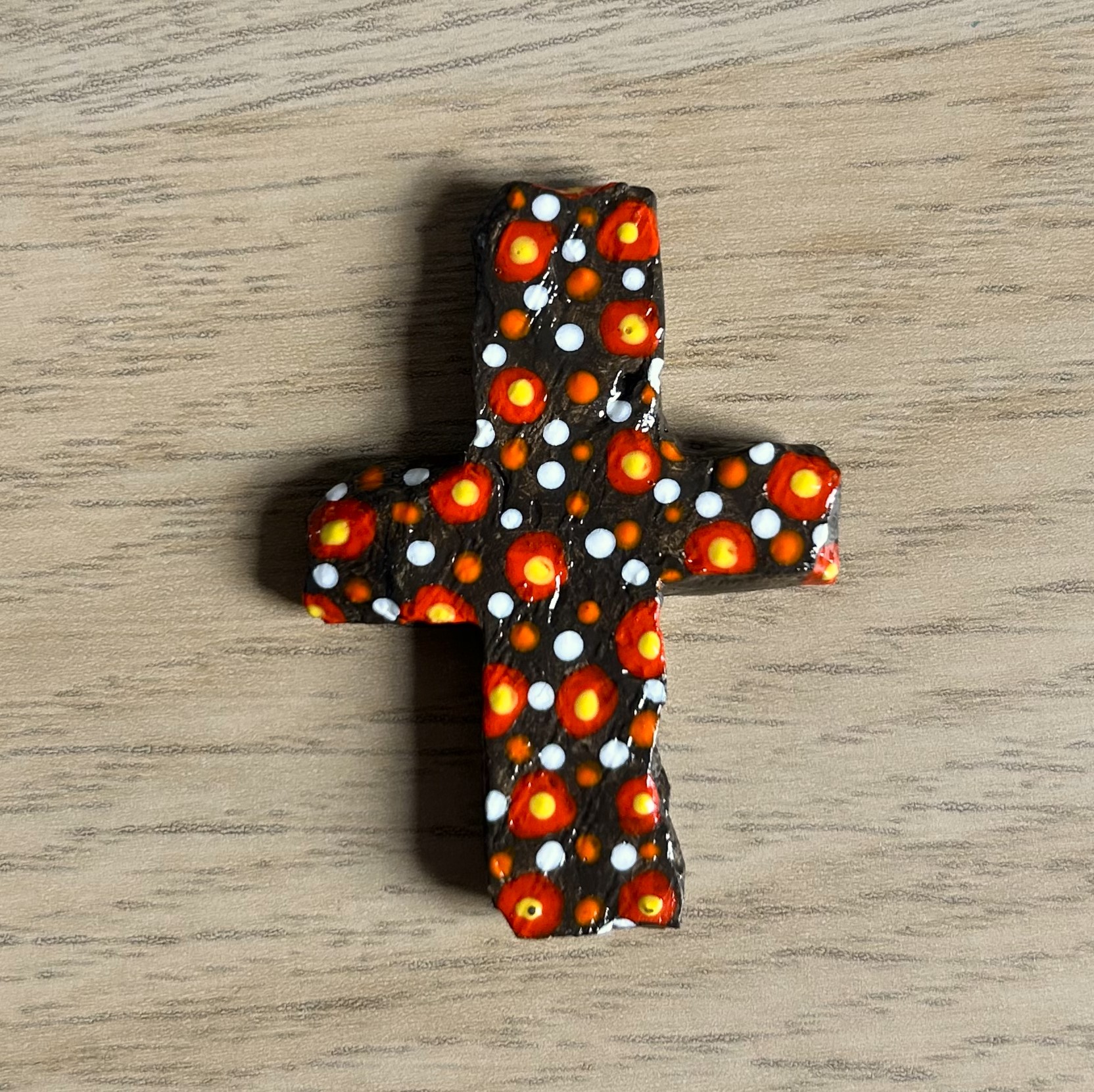 Handmade Groovy Cross Brooch